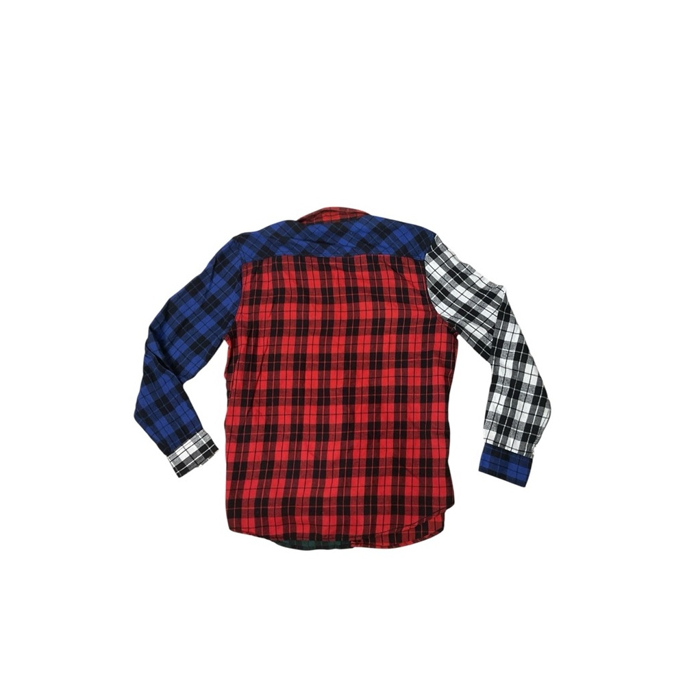 DRL Essentials Colorblock Plaid Flannel Shirt Patchwork Button Up Size L - Picture 3 of 6